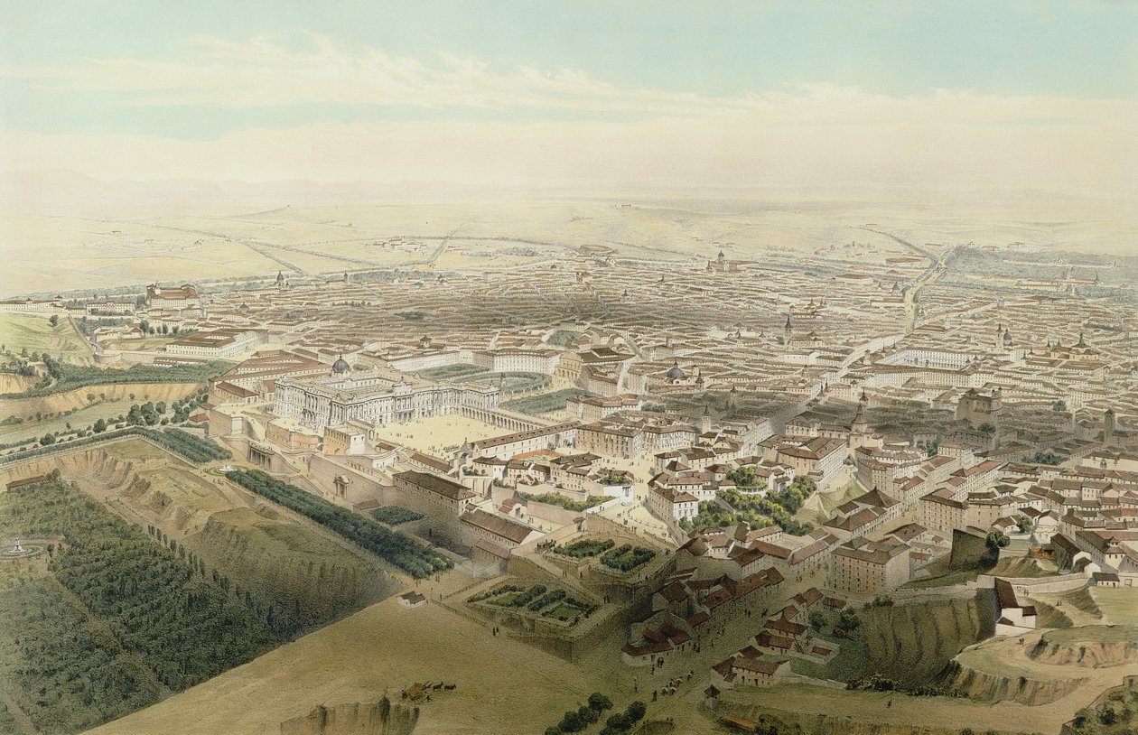 Madrid általános képe a Segovia hídról, 1854 alkotó: Alfred Guesdon
