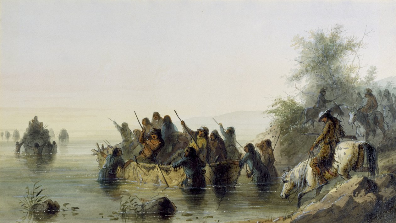 Bikahajózás, 1858-60 (wc papíron) alkotó: Alfred Jacob Miller
