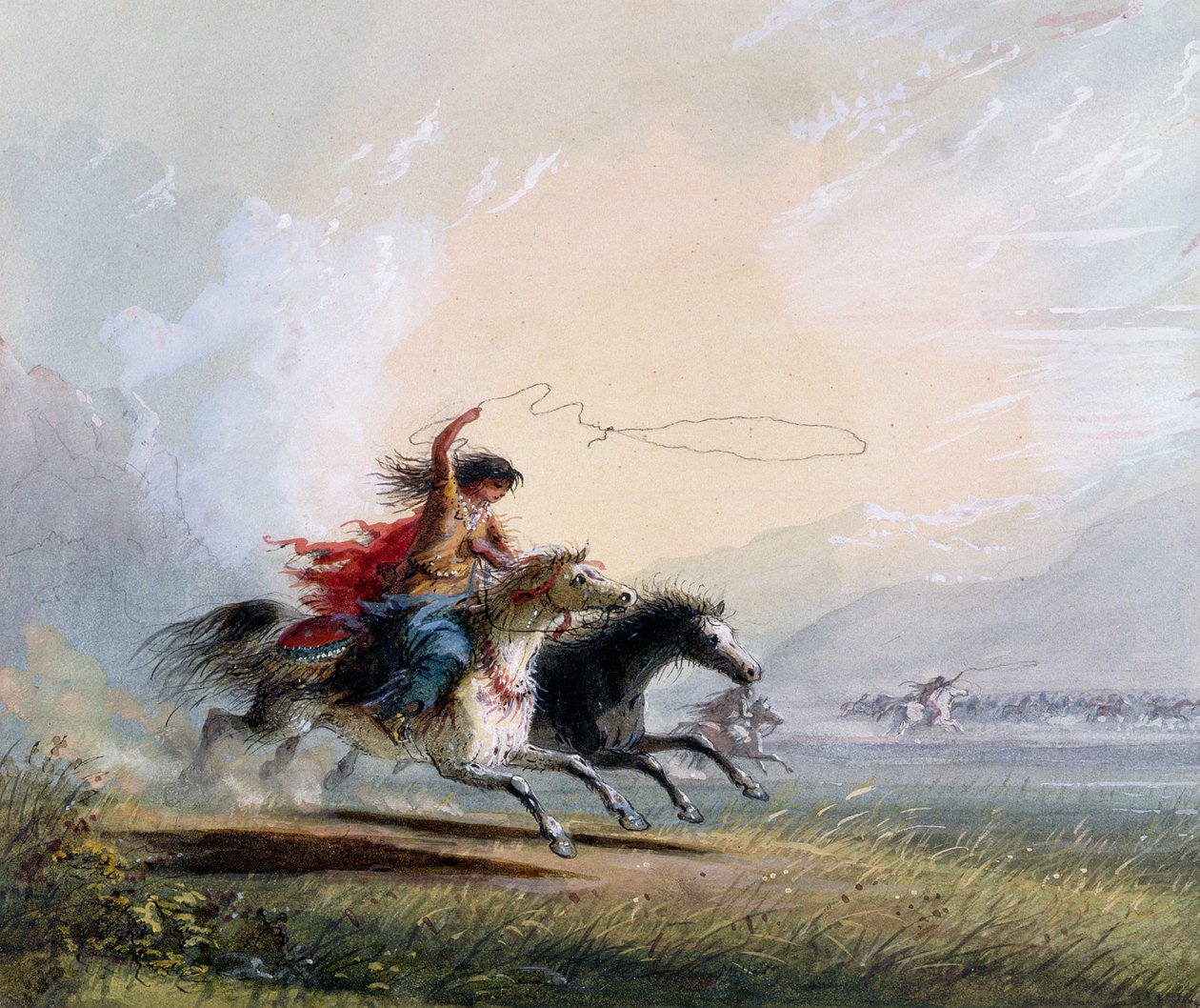 Shoshone nő lovat fogni, 1837 alkotó: Alfred Jacob Miller