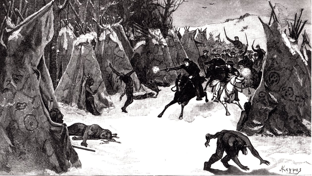 A wasitai csata, 1868. november, a Life on the Plains című filmből alkotó: Alfred Kappes