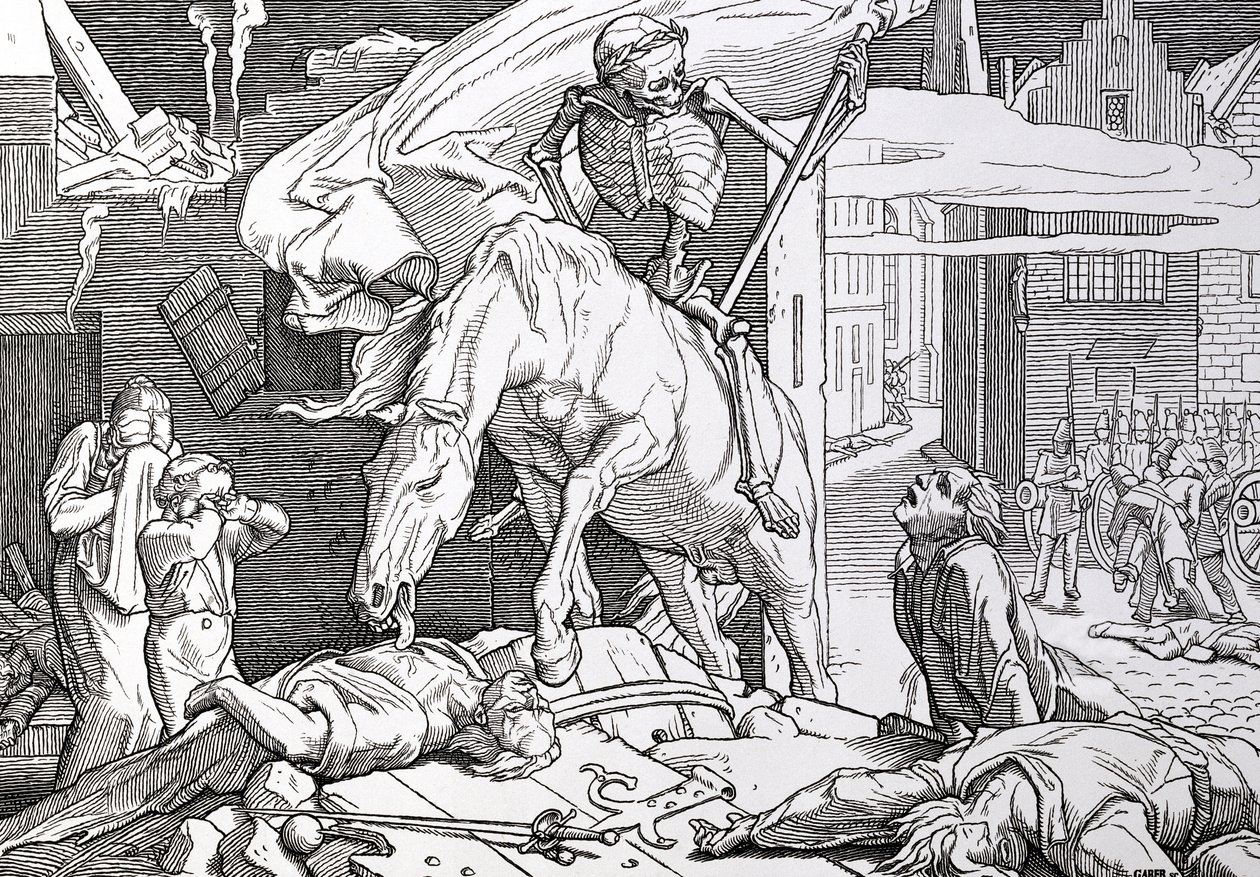 A halál mint győztes az „Another Dance of Death” című művéből, amelyet Georg Wigand adott ki Lipcsében, 1849 alkotó: Alfred Rethel