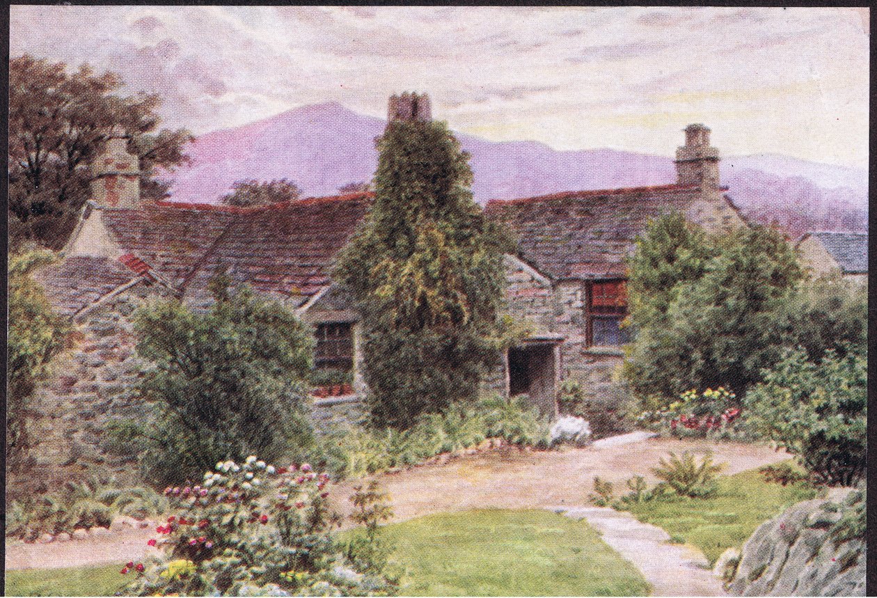 Dove Cottage, Grasmere, a Dent & Sons Limited által kiadott The Cottages and the Village Life of Rural England című könyvből, 1912. alkotó: Alfred Robert Quinton
