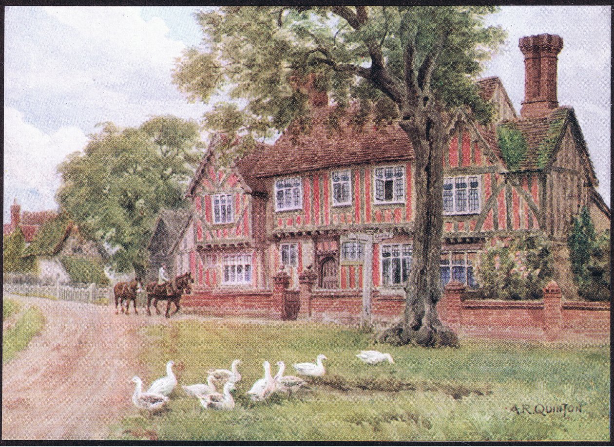 Farmhouse, Brent Eleigh, Suffolk, The Cottages and the Village Life of Rural England, a Dent & Sons Limited kiadása, 1912 alkotó: Alfred Robert Quinton