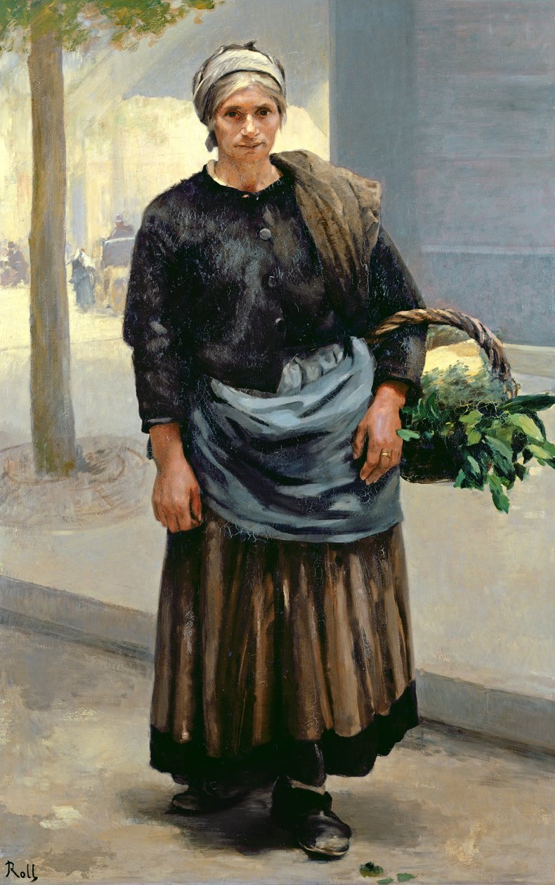 Marianne Orfrey, zöldség eladó alkotó: Alfred Roll