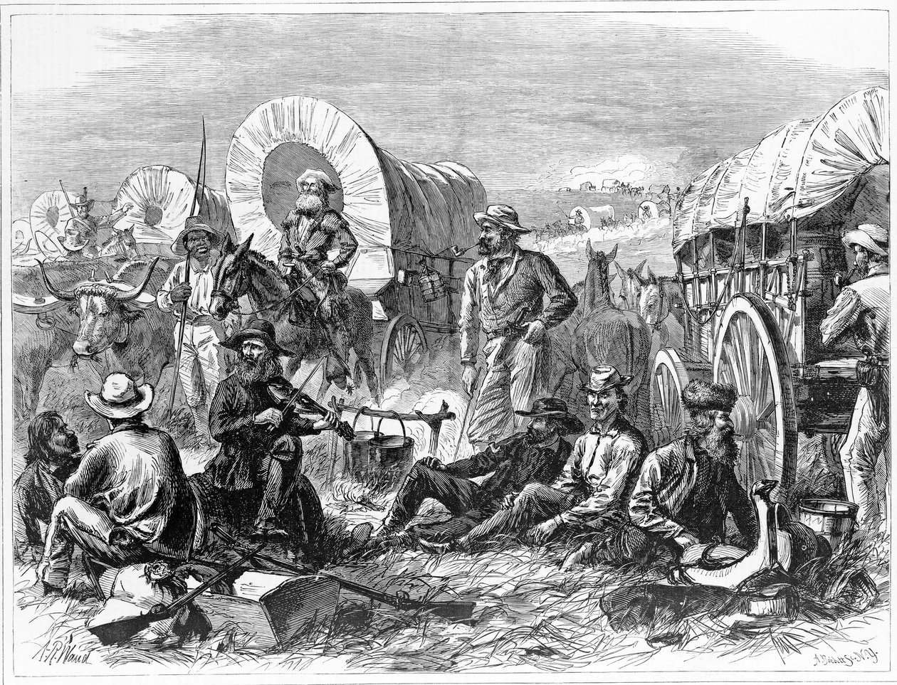 Alföld zarándokai, kocsma. 1871 alkotó: Alfred Rudolph Waud