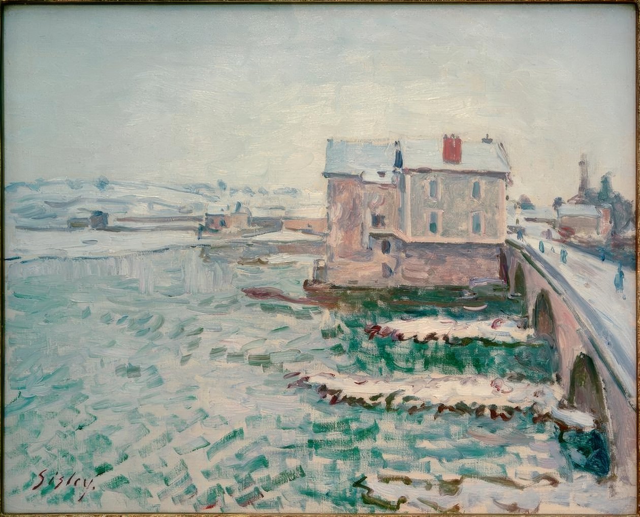 Moret hídja télen alkotó: Alfred Sisley