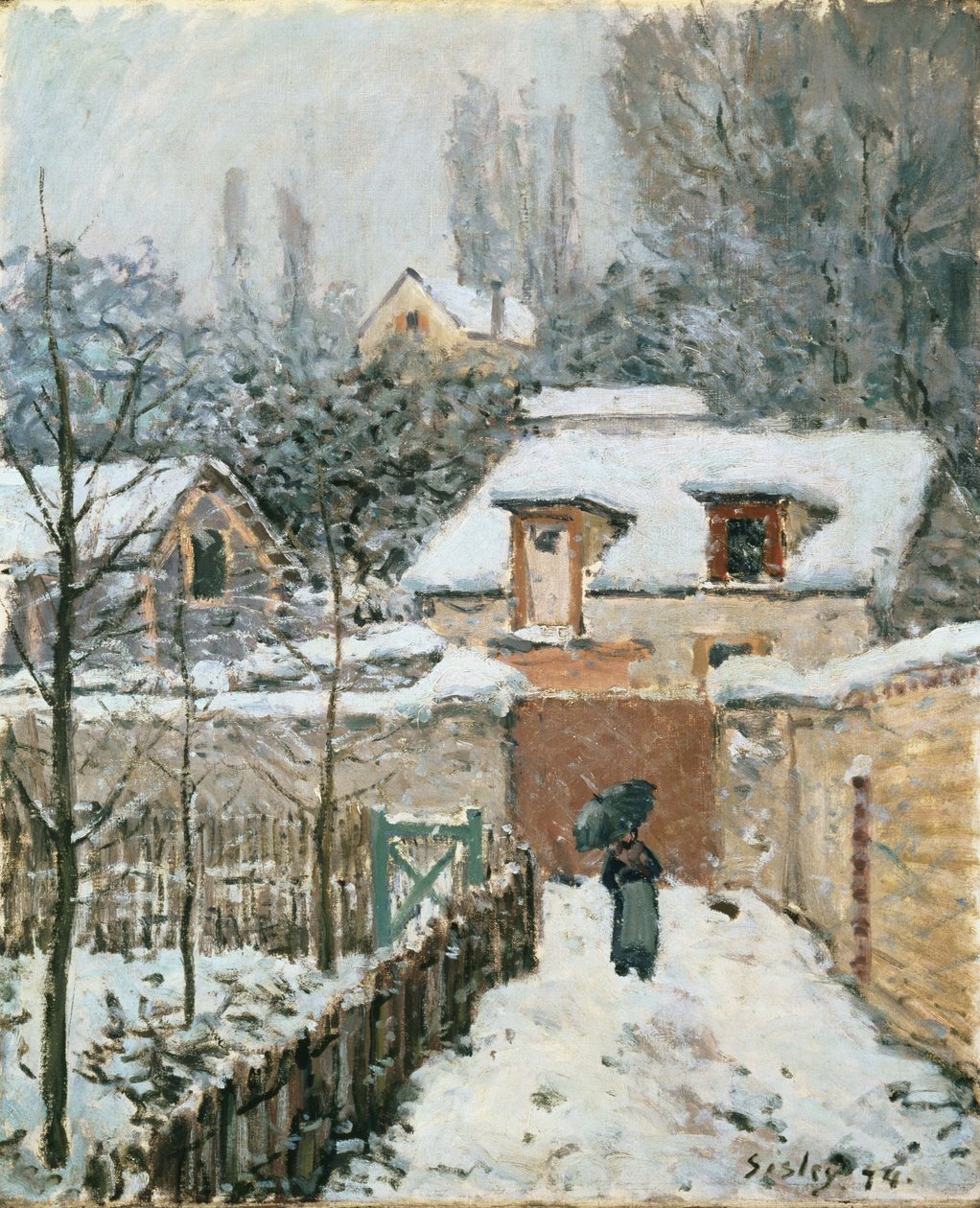 Hó Louveciennes -ben alkotó: Alfred Sisley