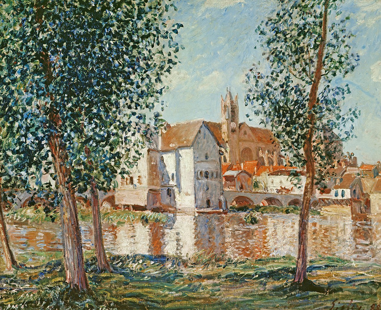 The Loing at Moret, szeptember reggel alkotó: Alfred Sisley