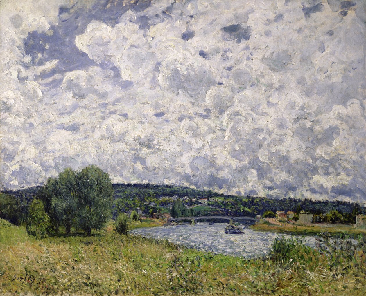 A Szajna Suresnes-ben, 1877 alkotó: Alfred Sisley