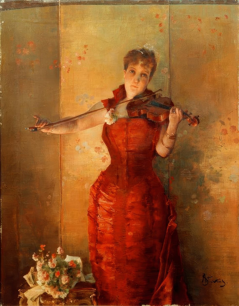 A.Stevens, a hegedűművész alkotó: Alfred Emile Stevens