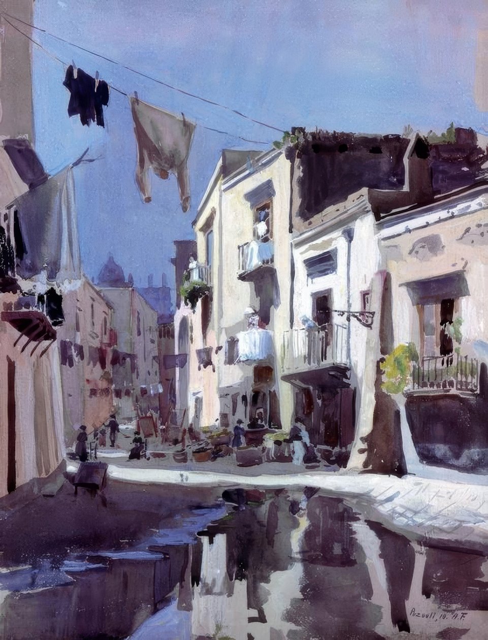 Alfred Frank, Gasse in Pozzuoli / Gem. 1910 alkotó: Alfred Frank