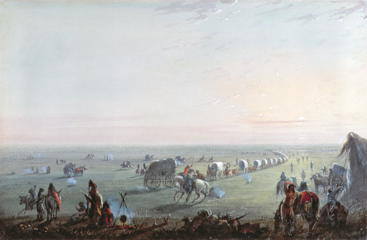 A tábor feloszlása napkeltekor, 1837 alkotó: Alfred Jacob Miller