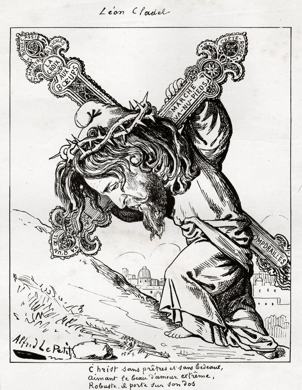 Leon Cladel karikatúrája, 1875-80 körül (metszet) alkotó: Alfred Le Petit