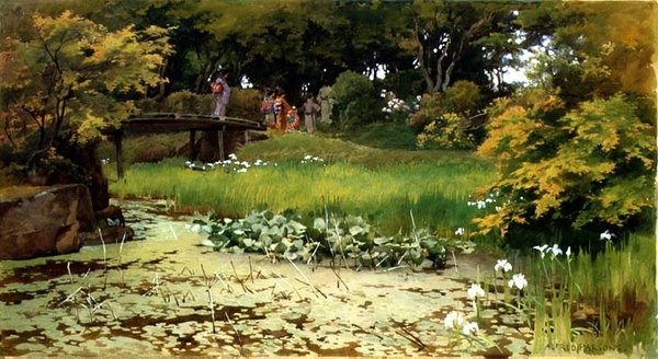 Pon d tagja Te is r Den Of Raku-Rakutei, Hikone alkotó: Alfred Parsons