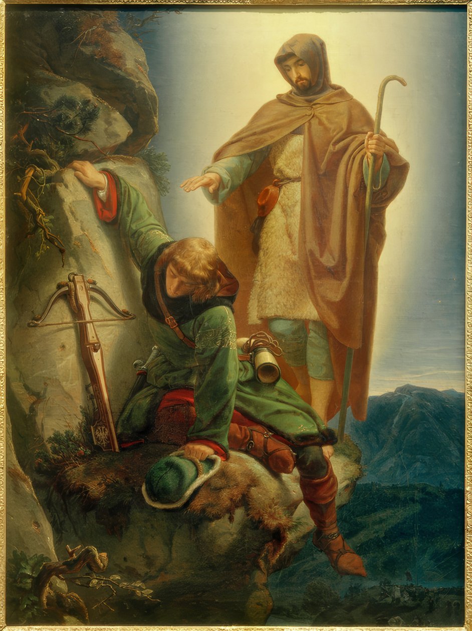Az őrangyal megmenti Maximiliant Martinswandban / Rethelben alkotó: Alfred Rethel