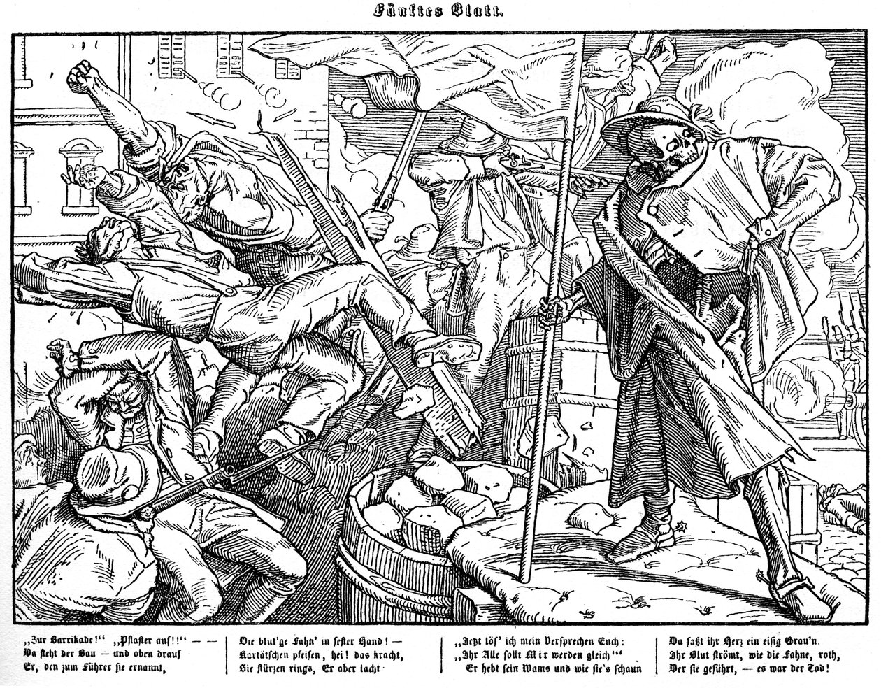 Totentanz 1848: A halál vezeti a forradalmi polgárokat alkotó: Alfred Rethel