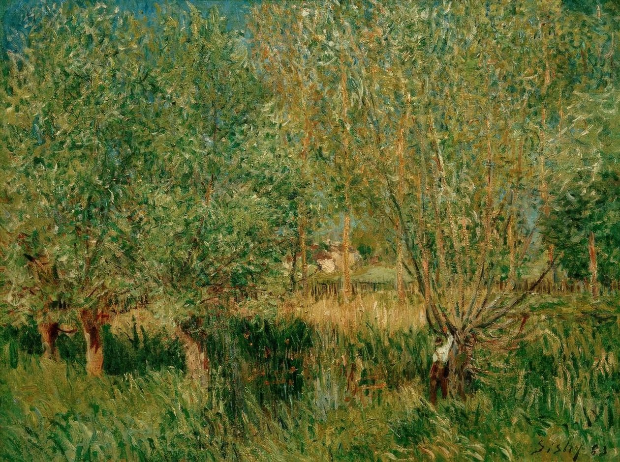 A.Sisley, legelők az Orvanne partján alkotó: Alfred Sisley