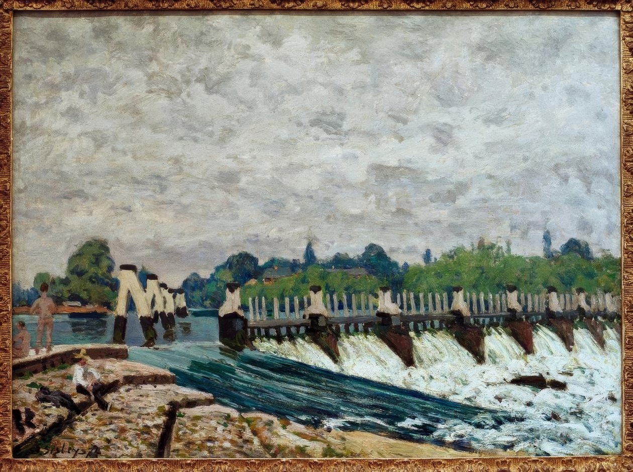 A Molesey-gát Hampton Courtban alkotó: Alfred Sisley