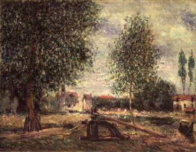 Moret-sur-Loing-i tájkép alkotó: Alfred Sisley