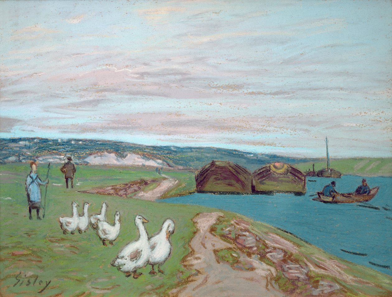 A liba lány (pasztell) alkotó: Alfred Sisley