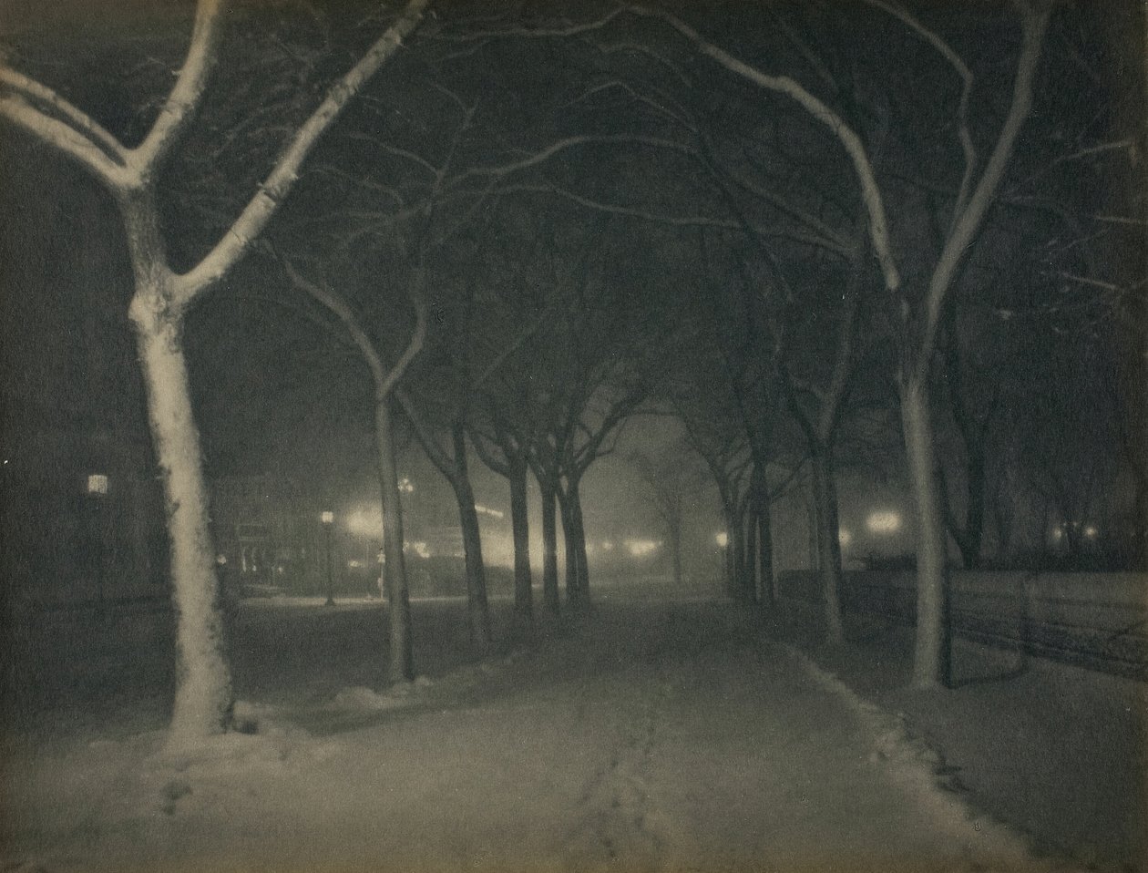 Egy jeges éjszaka, New York, 1898. alkotó: Alfred Stieglitz