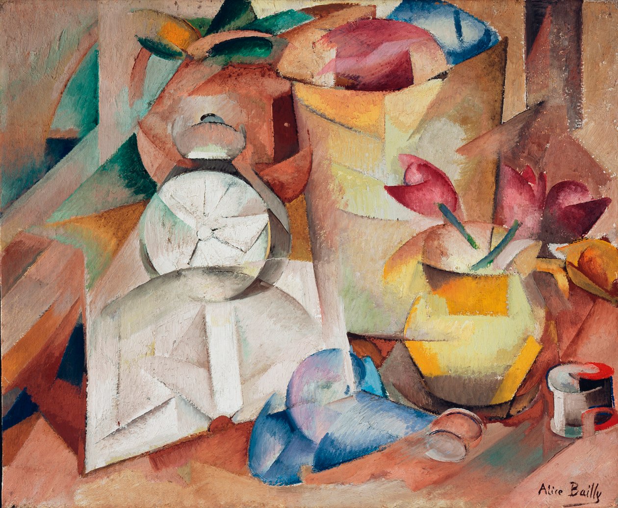 Csendélet ébresztőórával, 1913. alkotó: Alice Bailly
