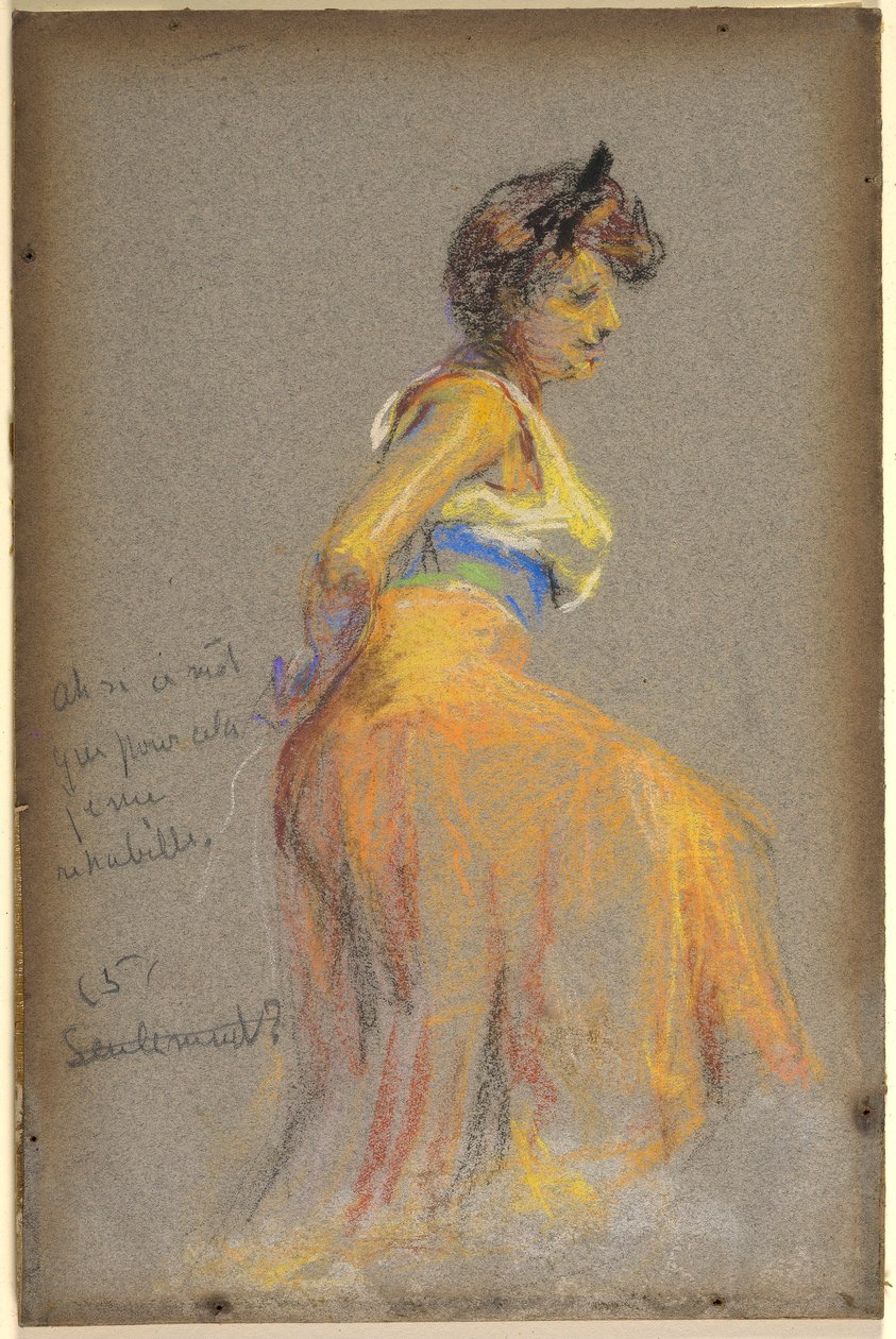 Modell sárga színben alkotó: Alice Pike Barney