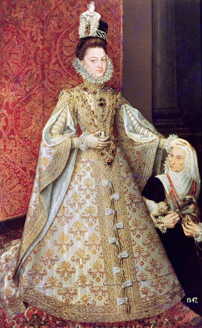 A csecsemő Isabel Clara Eugenia (1566-1633) a törpével, Magdalena Ruiz, 1580 körül alkotó: Alonso Sánchez Coello