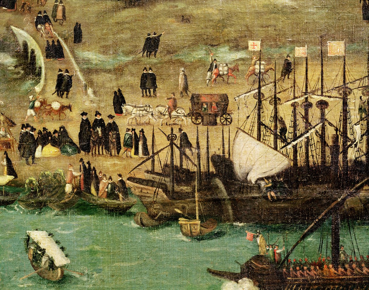 Sevilla kikötője, 1590 körül (részlet) alkotó: Alonso Sánchez Coello