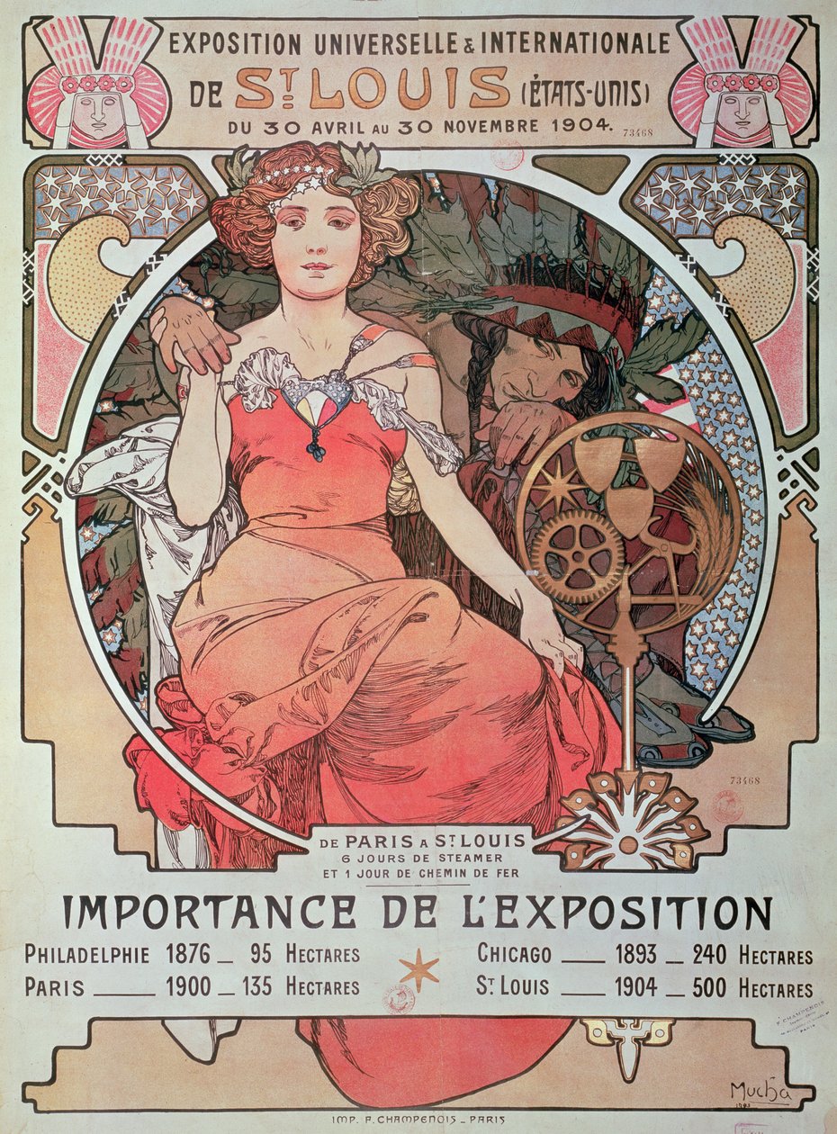 Plakát a világkiállításra, St. Louis, Egyesült Államok, 1904 (litográfia) alkotó: Alphonse Mucha