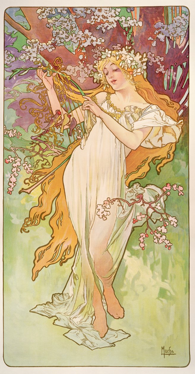 Az évszakok: 1896 tavasz alkotó: Alphonse Mucha