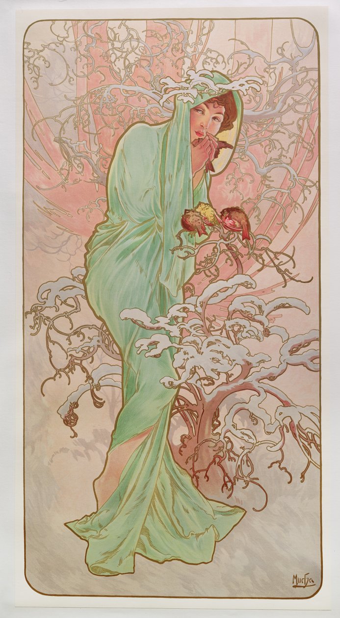 Az évszakok: tél, 1896 alkotó: Alphonse Mucha