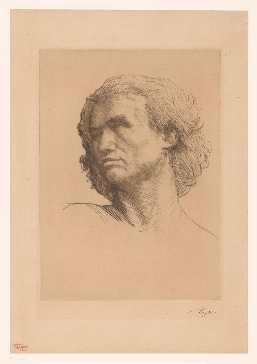 Egy férfi feje alkotó: Alphonse Legros (signed by artist)