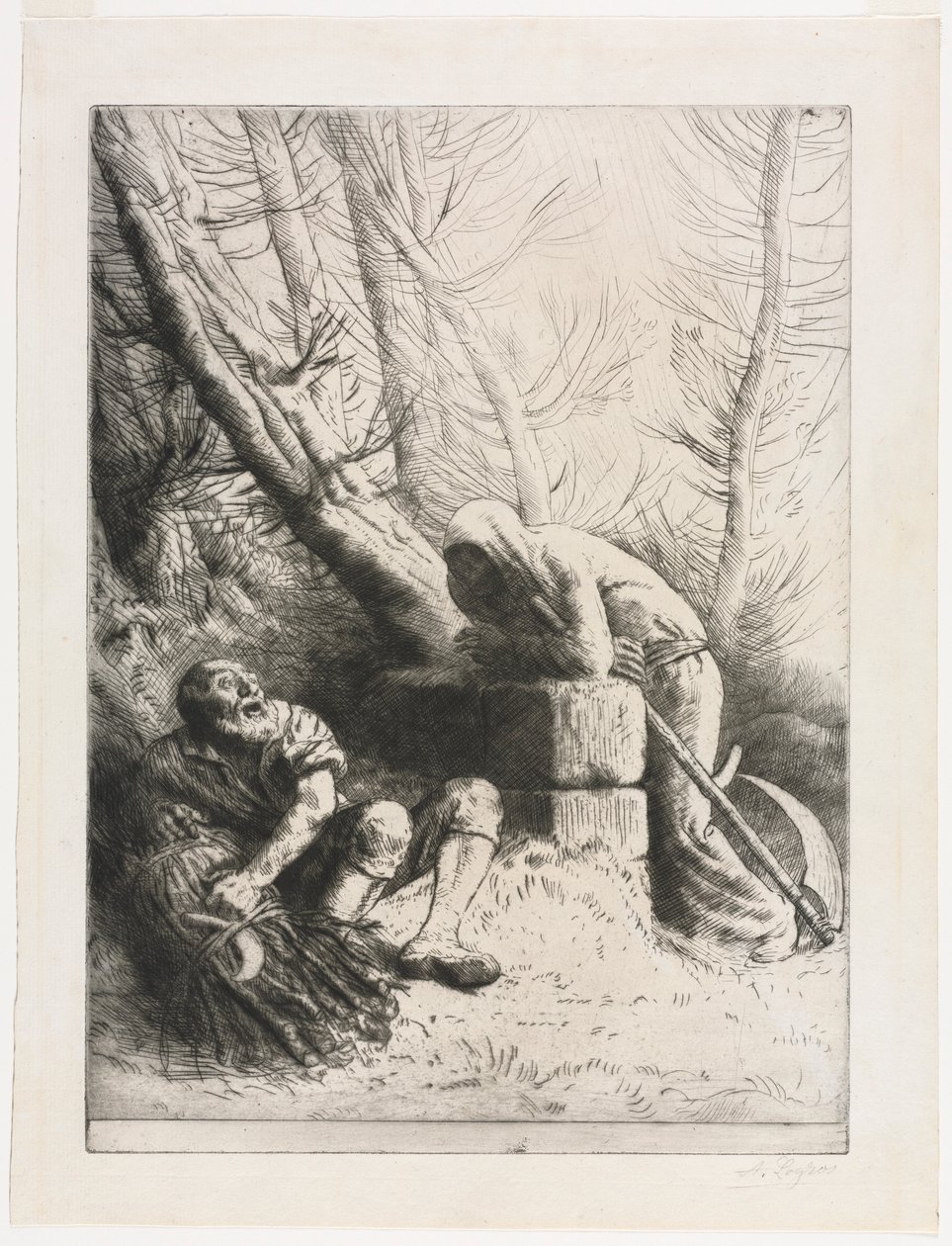 A Halál és a Favágó, 1881. alkotó: Alphonse Legros