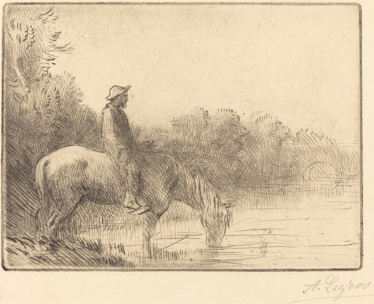 Foring a River (Le gue) alkotó: Alphonse Legros