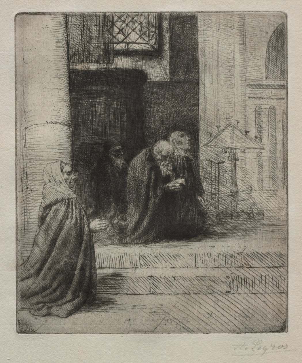 Egy templom belseje alkotó: Alphonse Legros