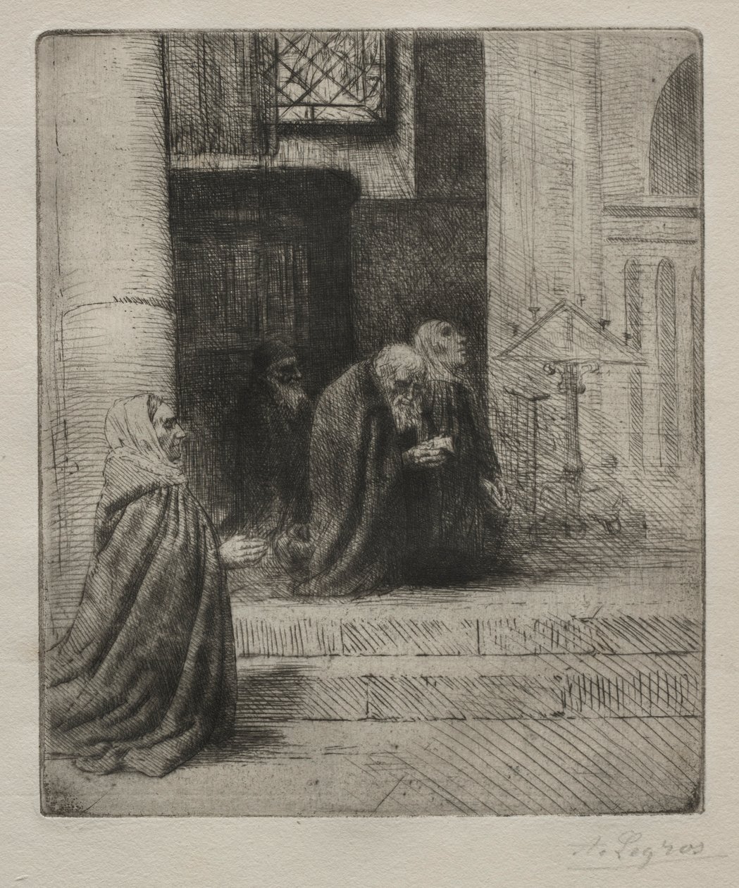 Egy templom belseje. alkotó: Alphonse Legros
