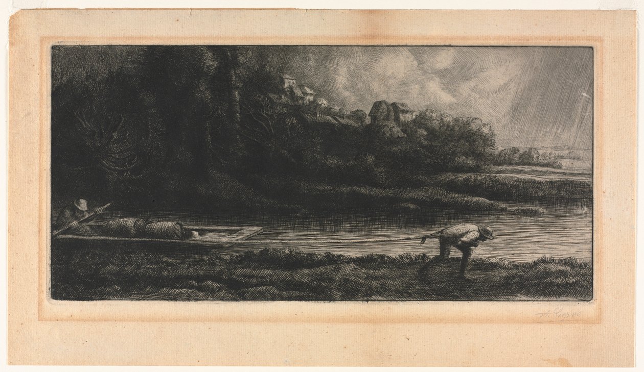 A táj a csónakkal. alkotó: Alphonse Legros