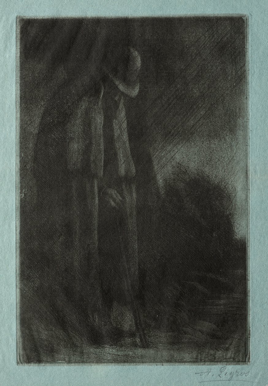 Az utazó a menedékben. alkotó: Alphonse Legros