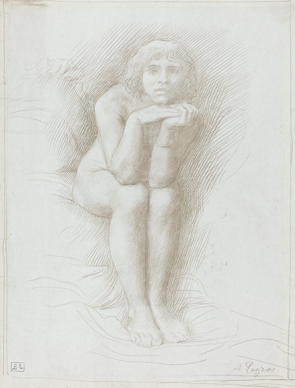 Meztelen modell Ülő alkotó: Alphonse Legros