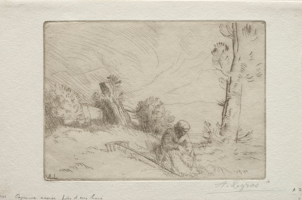 Paraszt egy kőkerítés közelében. alkotó: Alphonse Legros