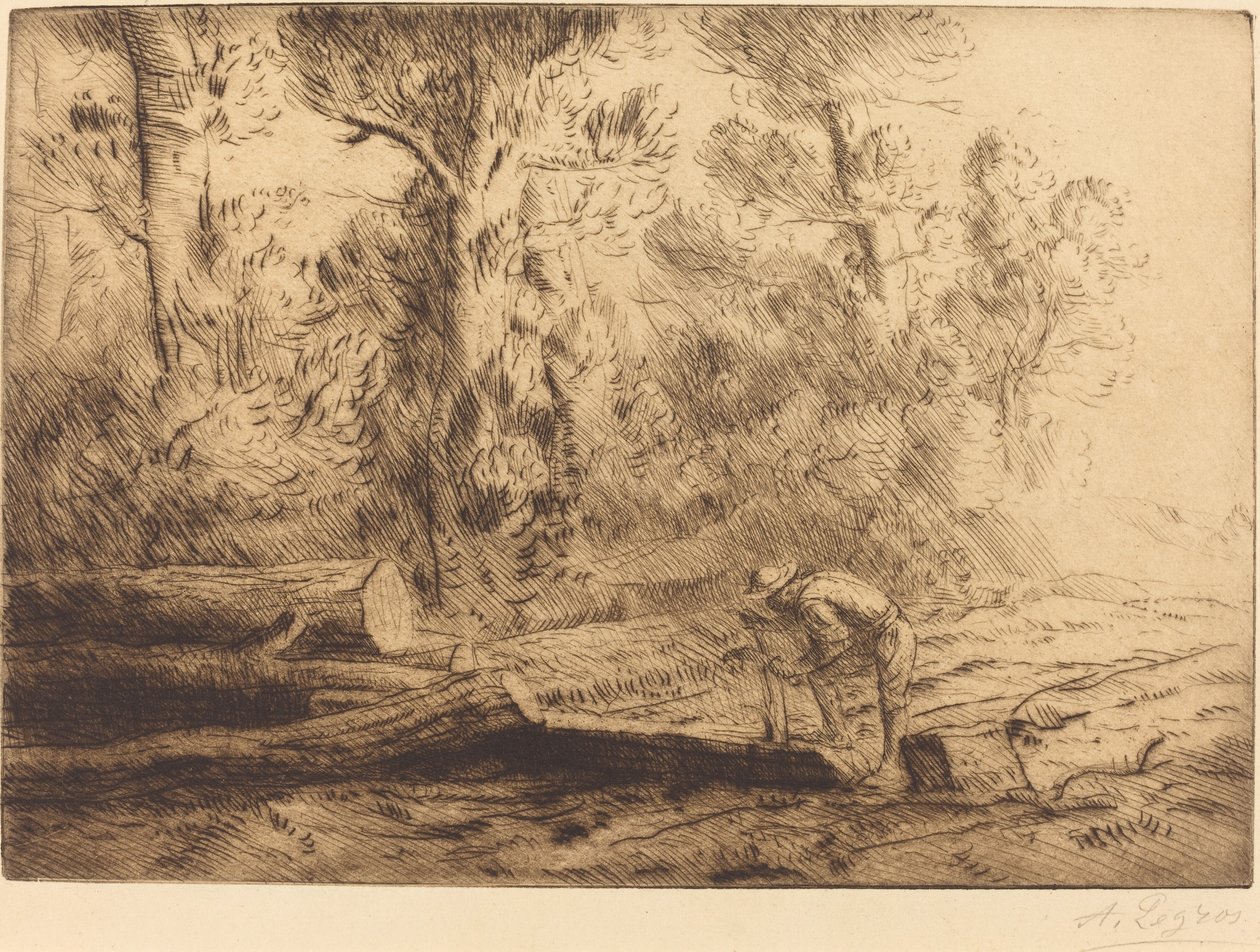 Rönkök négyszögesítése Férfi, aki rönköket hasít. alkotó: Alphonse Legros