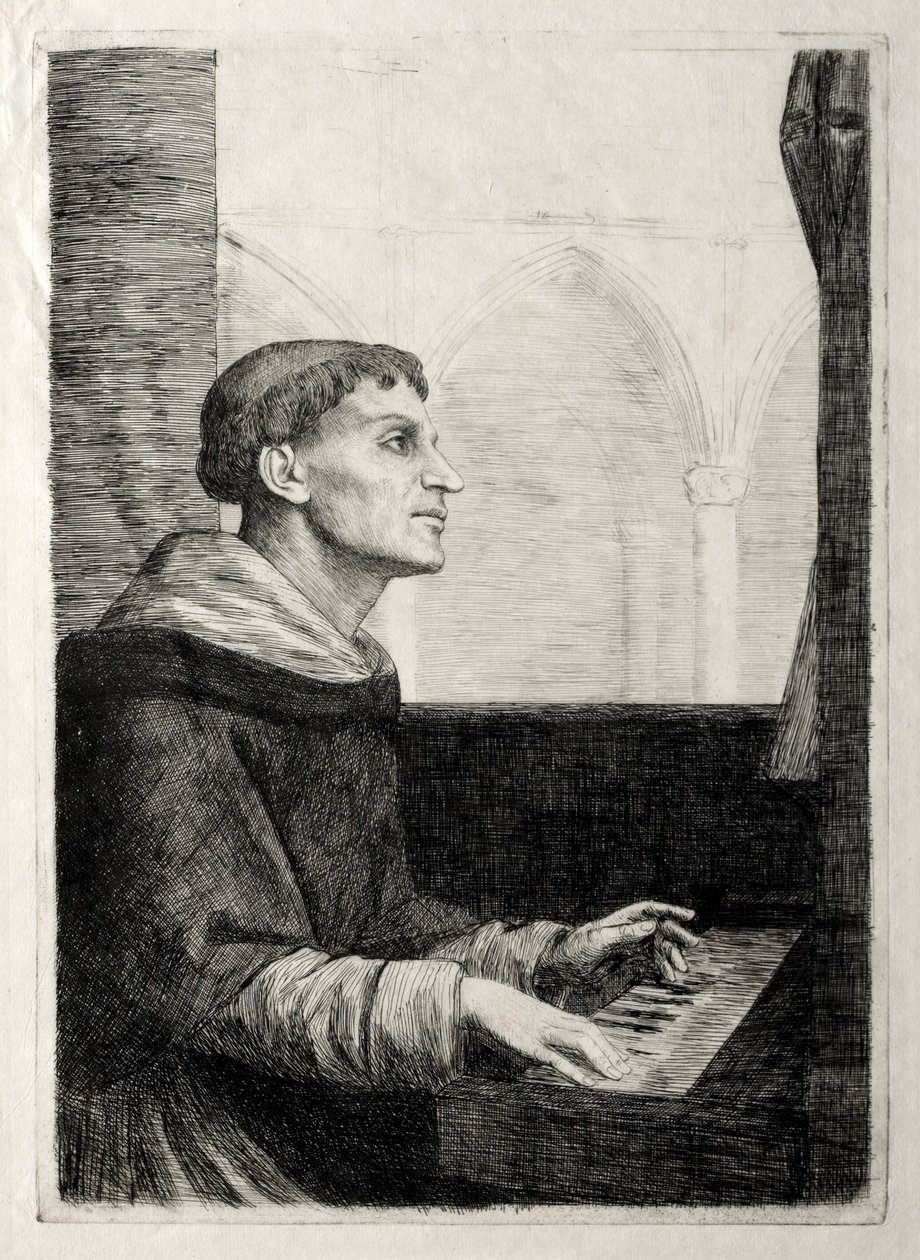 A szerzetes az orgonánál alkotó: Alphonse Legros