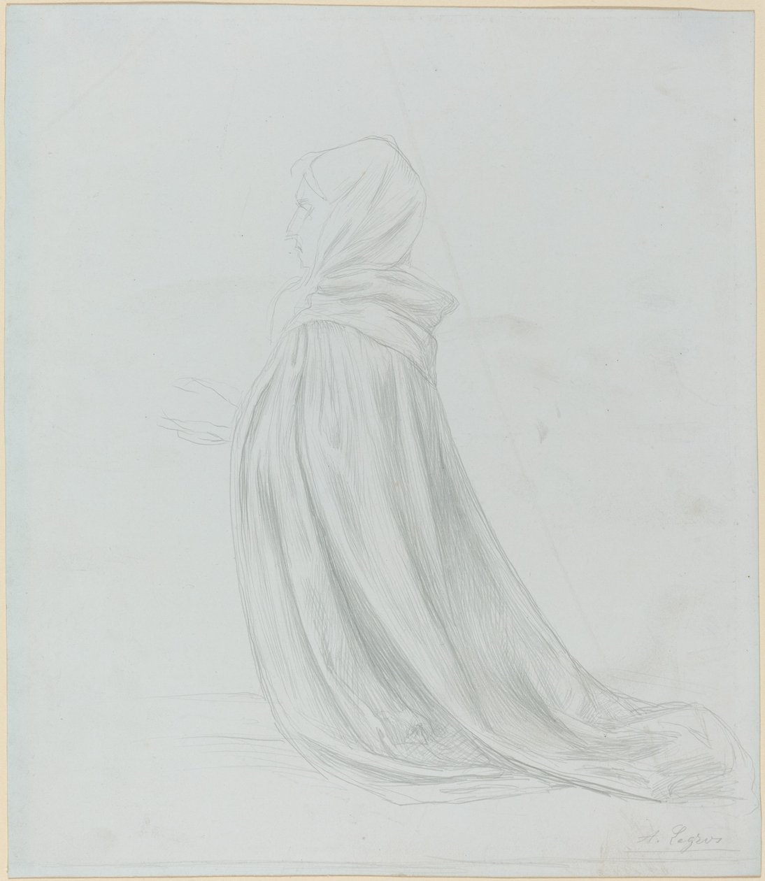 Nő köpenyben. alkotó: Alphonse Legros