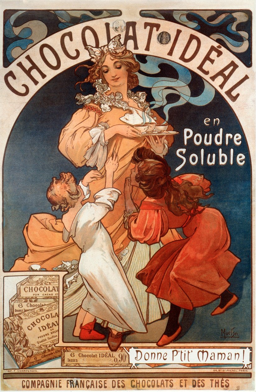 Csokoládé ideális reklámplakát alkotó: Alphonse Mucha