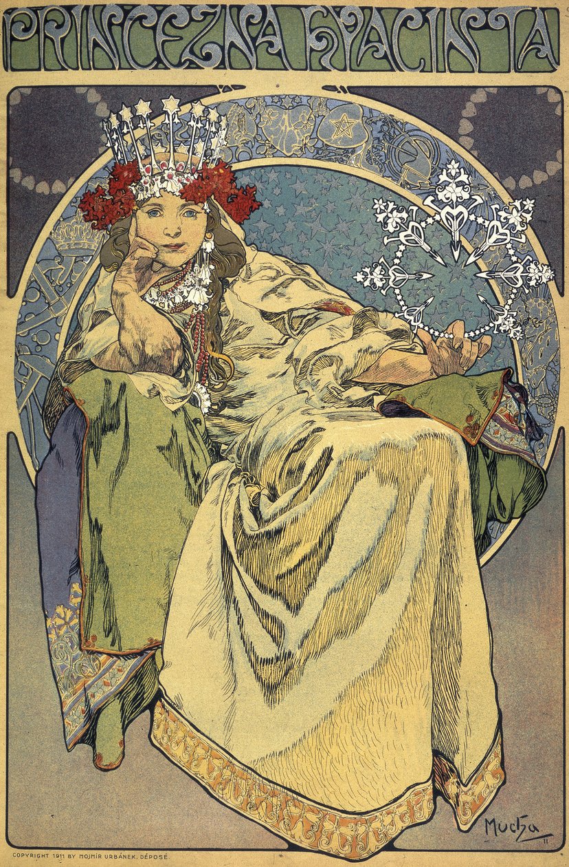 "A jácint hercegnő" (Princezna Hyacinta) alkotó: Alphonse Marie Mucha