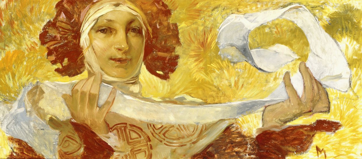 Nő szalaggal, c. 1902-1903 alkotó: Alphonse Mucha