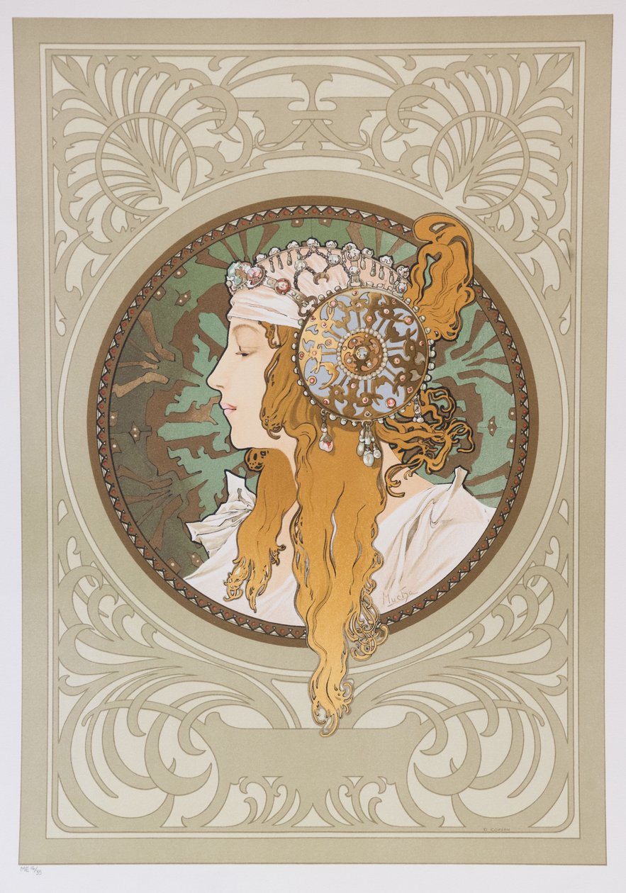 Bizánci fejek: szőke, 1897. alkotó: Alphonse Mucha