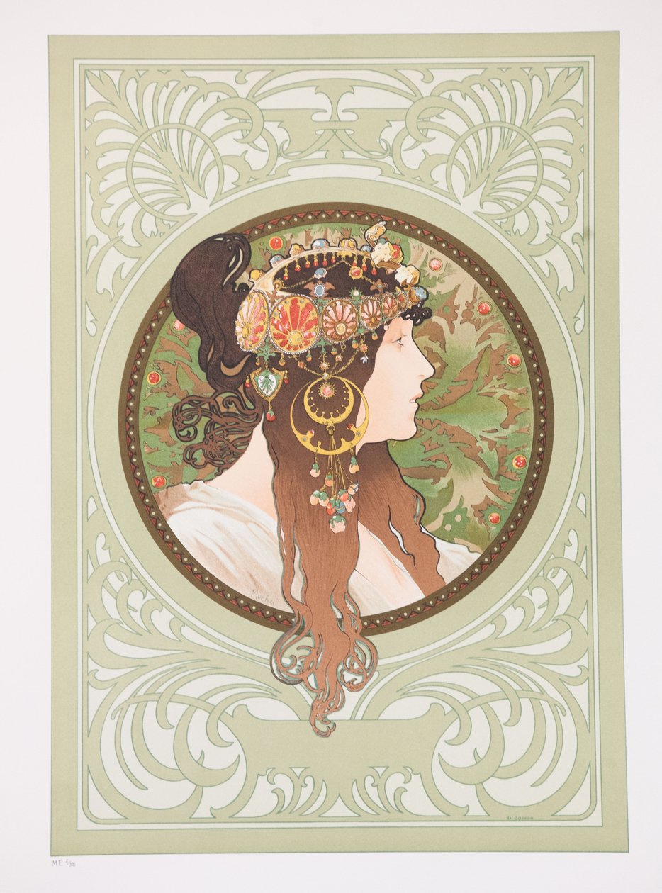 Bizánci fejek: barna, 1897. alkotó: Alphonse Mucha