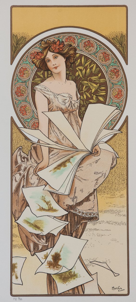 Pezsgőnaptár, 1897 körül. alkotó: Alphonse Mucha